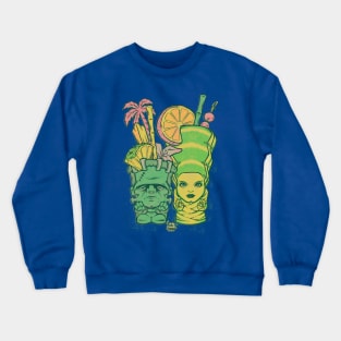 Tiki Frankenstein & Bride - By Steve Chanks Crewneck Sweatshirt